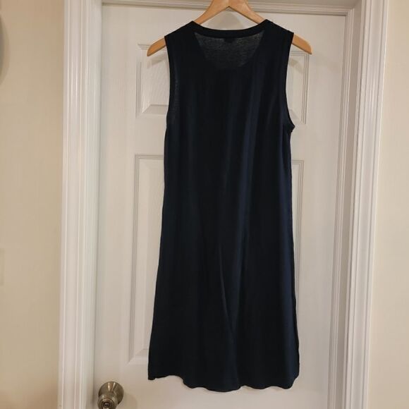 J. Crew Tie Neck Dress navy medium - Picture 2 of 4